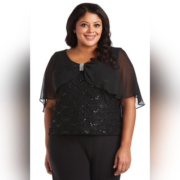 R&M Richards 5979W Plus Pinch Social Top NWT - Picture 1 of 15